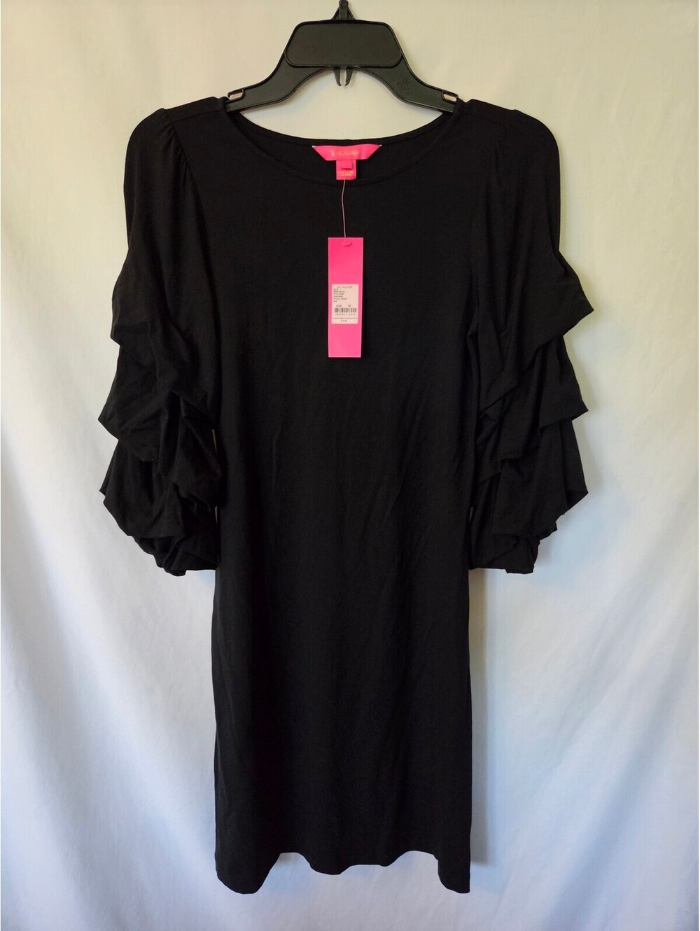 NWT Lilly Pulitzer Leonie Dress XS Onyx Black Ruffle Sleeve LBD $178